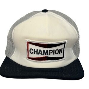 Vintage Champion Spark Plug Trucker Hat Mesh Snapback Patch Cap